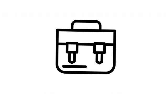 A simple black line art icon of a business briefcase isolated on a white background.