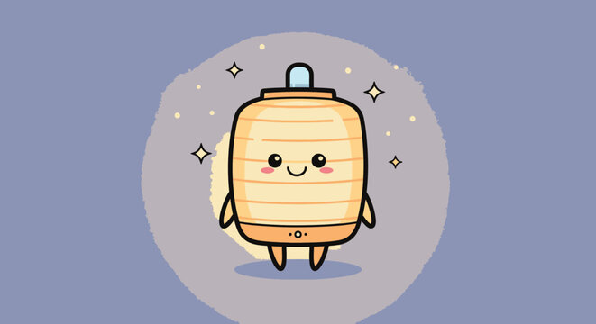 Cute cartoon suitcase character with friendly face.