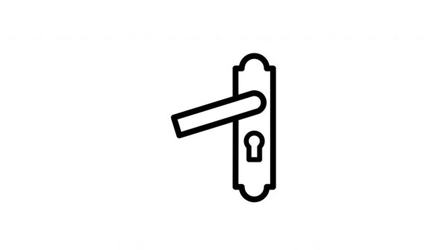 A simple black and white line drawing of a door handle with a keyhole.