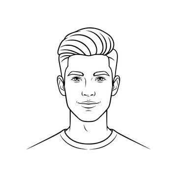 A drawing of a man with a quiff hairstyle Vector, illustration