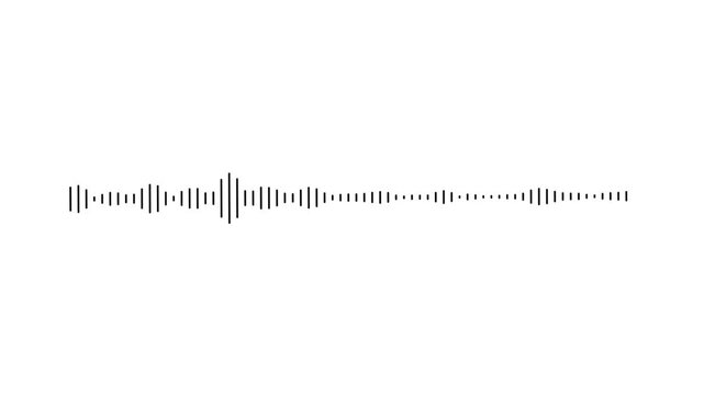 White background sound wave animation, audio spectrum visualizer, black waveform line pulse, digital frequency motion graphics, music equalizer signal, voice recording display, seamless loop, 4k.
