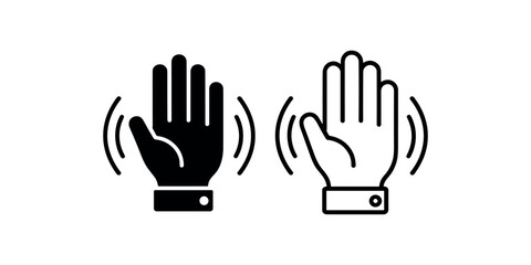 Obraz premium Black and white hand gestures with sound waves glove in white background