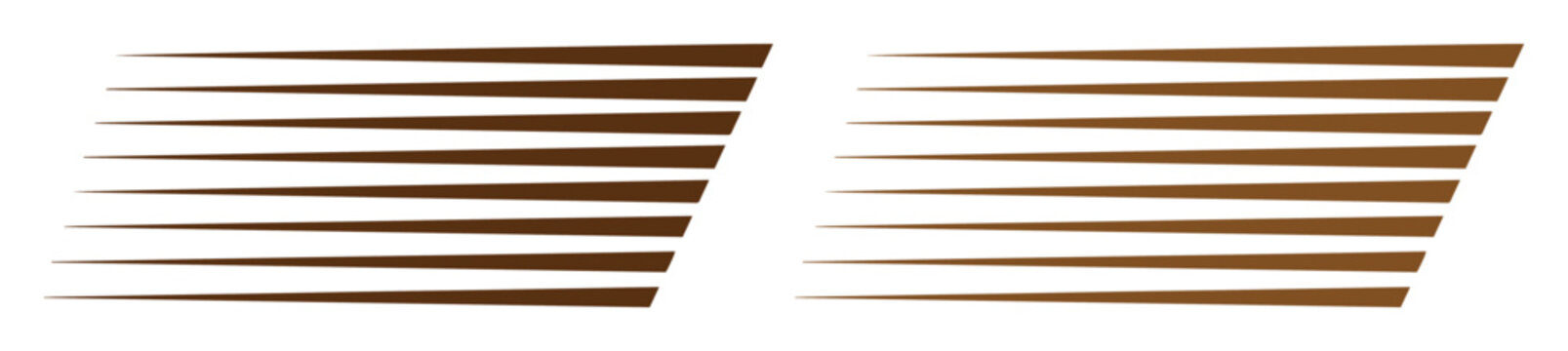 Vintage speed lines in brown gradient, retro motion effect vector elements, classic racing stripes for automotive decals and sports branding
