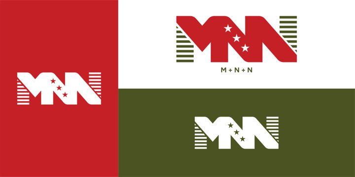 Initial letter M , N, N. Simple outline vector logo design.