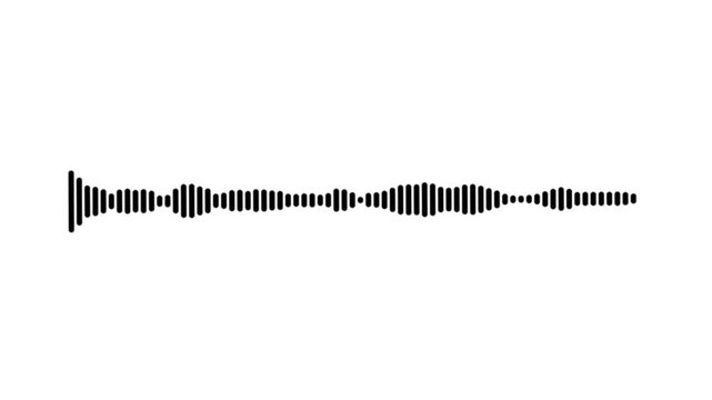 Audio waveform visualizer white background, black frequency pulse line, digital music equalizer wave motion, voice signal display, seamless loop, 4k