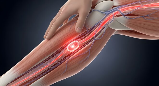 Detailed Medical Concept of Deep Vein Thrombosis with Blood Clot Blocking Circulation in Human Vein System