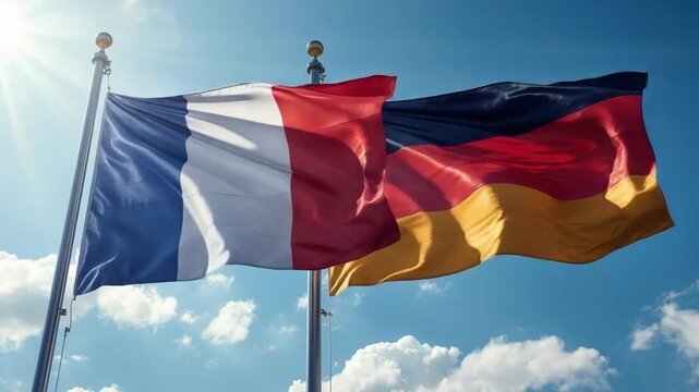 French Flag Blending with German Flag Concept of European Independence and Unity