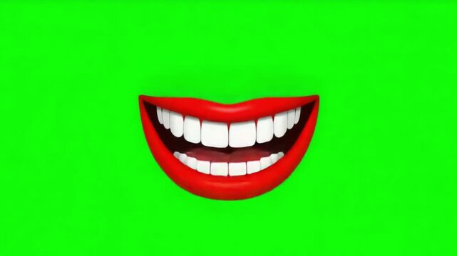 3D Cartoon Mouth Smiling Green Screen Animation