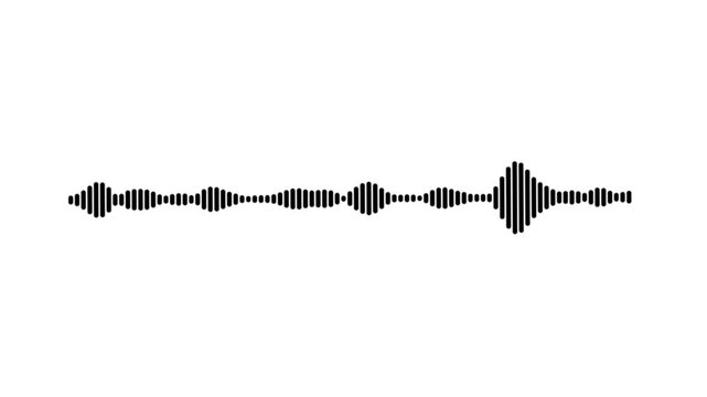 White background audio waveform spectrum animation, sound visualizer, black frequency pulse line, digital music equalizer signal,  seamless loop, 4k video