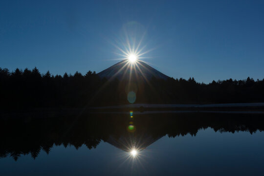 竜神池のダイヤモンド富士