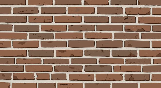 Seamless brown brick wall texture pattern providing a rustic architectural background for urban construction and design.