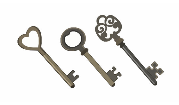 Set of vintage skeleton keys flat vector illustration isolated on white background decorative antique collection