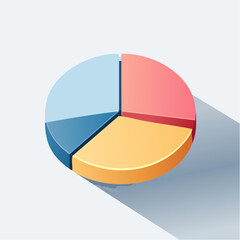 Fototapeta premium 3D Pie Chart Graphic with Four Segments and Long Shadow