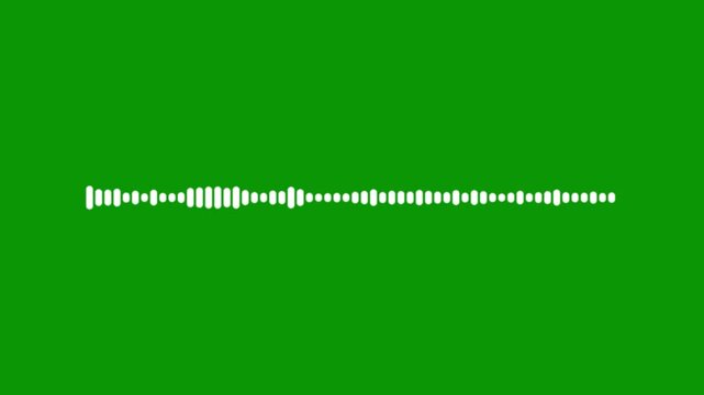 White line audio waveform animation, digital sound frequency visualizer, minimalist music wave motion, abstract equalizer spectrum effect, 4k isolated green background.