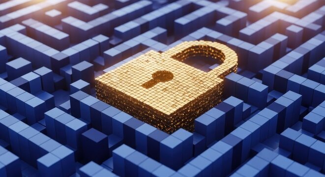 Golden Padlock on a Blue Maze - Security and Complexity.