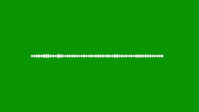 Sound frequency wave animation, white audio spectrum motion, digital music visualizer for broadcast graphics, studio branding on green background. 4k  animation.