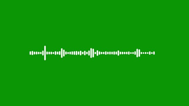 Realistic audio spectrum visualizer, white sound wave frequency on green screen, modern music bars animation, high quality audio visualization element, 4K video.