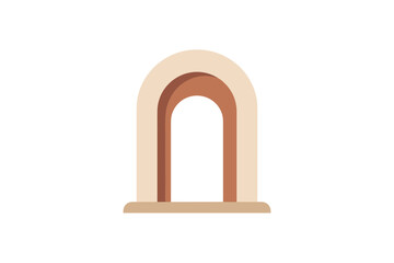 Fototapeta premium Minimalist Abstract Arch Icon Graphic, Modern Architectural Element with Earthy Terracotta and Beige Tones, Isolated Vector Illustration for Interior Design, Branding, and Creative Layouts