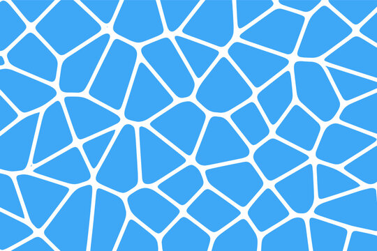 Abstract blue and white Voronoi pattern background with irregular geometric polygon cells. Simple flat vector illustration for modern wallpaper, web design, and creative graphic art projects.