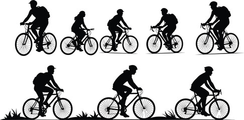Obraz premium Mega Set of Cyclist Silhouettes