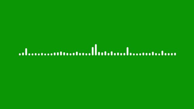 White line audio waveform animation, digital sound spectrum visualization, futuristic equalizer waves motion graphics, glowing frequency lines animation, green background chroma key 4k video.