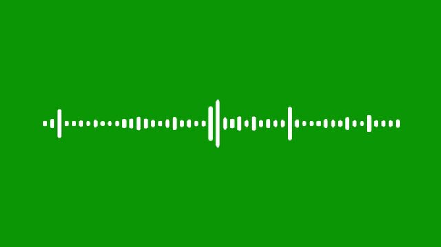 Abstract white waveform animation, digital sound frequency spectrum visualizer, futuristic equalizer motion graphics, glowing sound lines animation, green background seamless loop 4k.