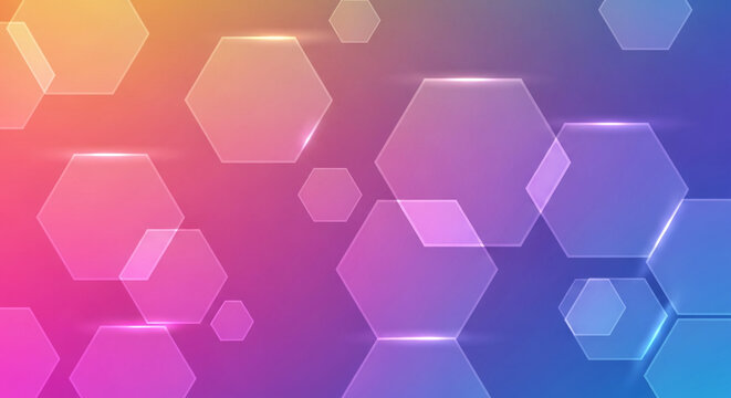 Abstract Colorful Gradient Background with Hexagon Geometric Pattern
