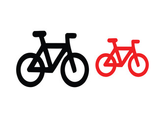 Fototapeta premium Simple icons of a black and red bicycle against a white background, perfect for sport or lifestyle graphics