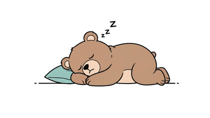 Fototapeta premium Cute brown bear sleeping peacefully.