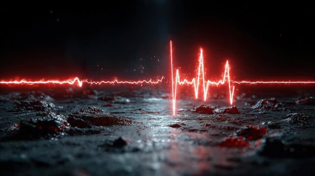 Seamless loop quantum signal waveform animation, trade sensitivity visualization for financial systems.