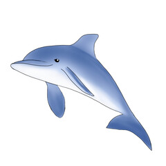 Blue dolphin cartoon illustration isolated on dark background © illustATAM