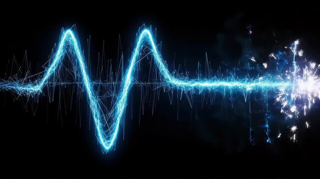 Seamless loop quantum waveform filtering animation, clean signal separation for analytics background.