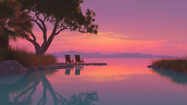 Tranquil sunset wellness retreat for digital detox self care and unplugged lifestyle focus
