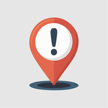 Warning location pin icon with exclamation mark