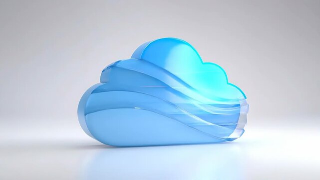 Seamless loop cloud icon animation, clean digital transparency interface background.