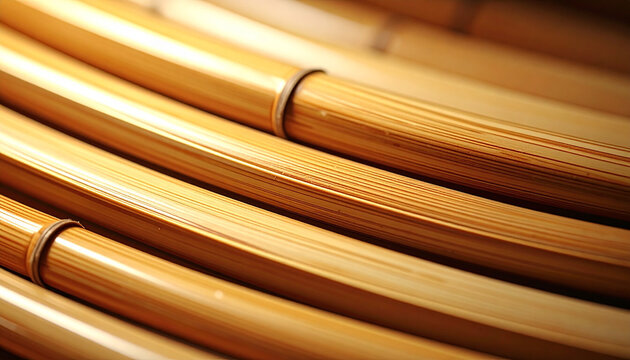 Close up of bamboo strips in warm light texture and pattern design