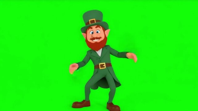 Leprechaun Waving on Green Screen 3D Animation