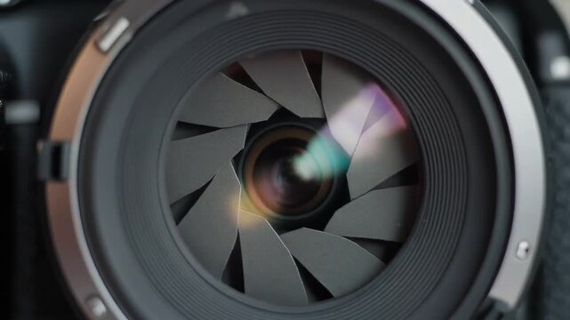 Close-up of a Camera Lens Aperture Generative AI