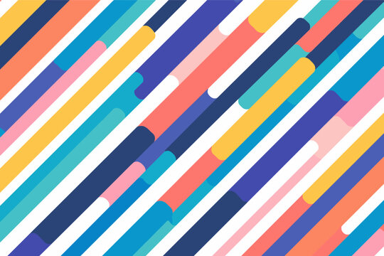 Abstract Geometric Background Featuring Vibrant Colorful Diagonal Rounded Lines and Stripes. Modern Minimalist Vector Pattern for Creative Design, Web, and Print Applications. Seamless Texture Art.
