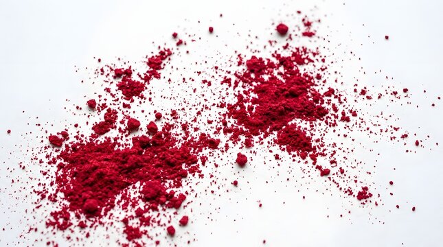 Red Powder Spilled on White Surface in Artistic Composition