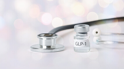 Medical stethoscope and glp1 vial for weight management health care providing reassuring feeling...