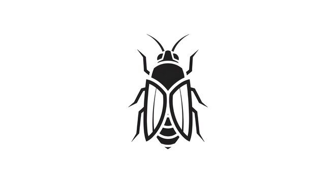 black and white beetle insect vector illustration isolated on white background