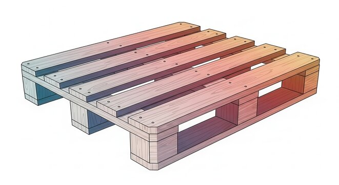 Stylized wooden freight platform for global supply chain logistics and material handling solutions