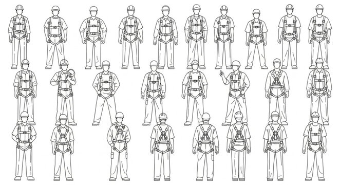 Soldiers in Uniform - A Detailed Black and White Illustration.