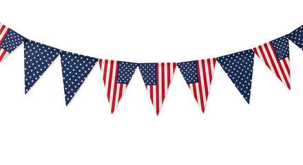 Obraz premium Patriotic memorial day decorations american flags garland for remembrance and honoring heroes