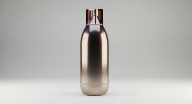 A high-fidelity render of a sleek metallic projectile on a minimalist studio backdrop,