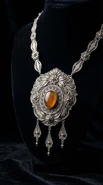 Luxury Indonesian silver filigree jewelry inspired by traditional craftsmanship from Kotagede, Yogyakarta. The intricate handmade silverwork features delicate floral patterns and fine detailing, captu