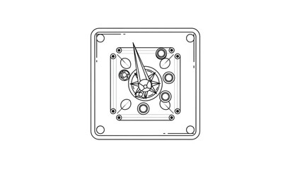 Geometric carrom board with striker outline abstract indoor game vector illustration