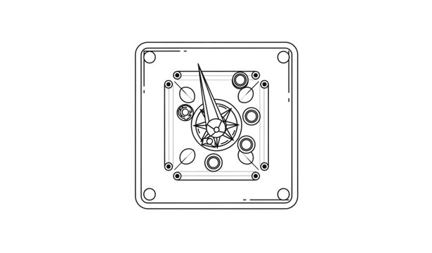 Geometric carrom board with striker outline abstract indoor game vector illustration