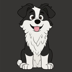 Obraz premium Cute Cartoon Black and White Dog Sitting